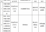 大地财险西安中心支公司内控管理不到位被罚 涉事员工因职务侵占被禁业10年